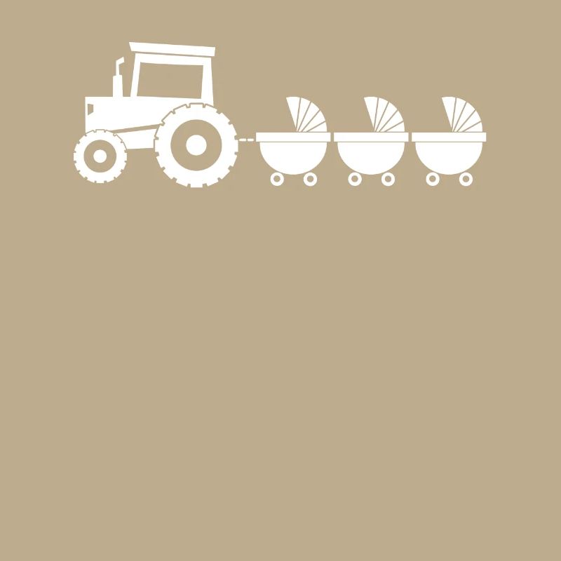 Traktor mit Babywagen - Drillinge