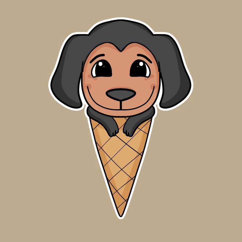 Coonhound mit Eiswaffel - Eis