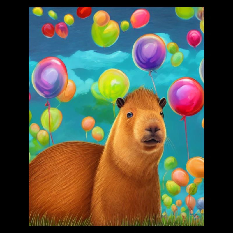 Cooles Comic Portrait von Capybara Geburtstagsfeier