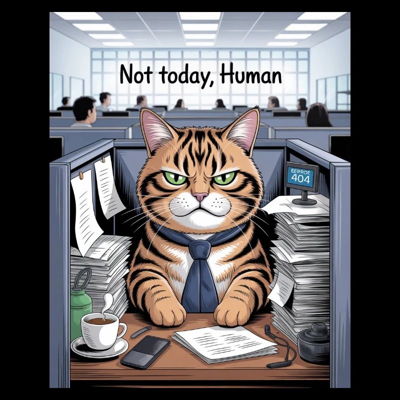 Katzenchef im Büro Not today