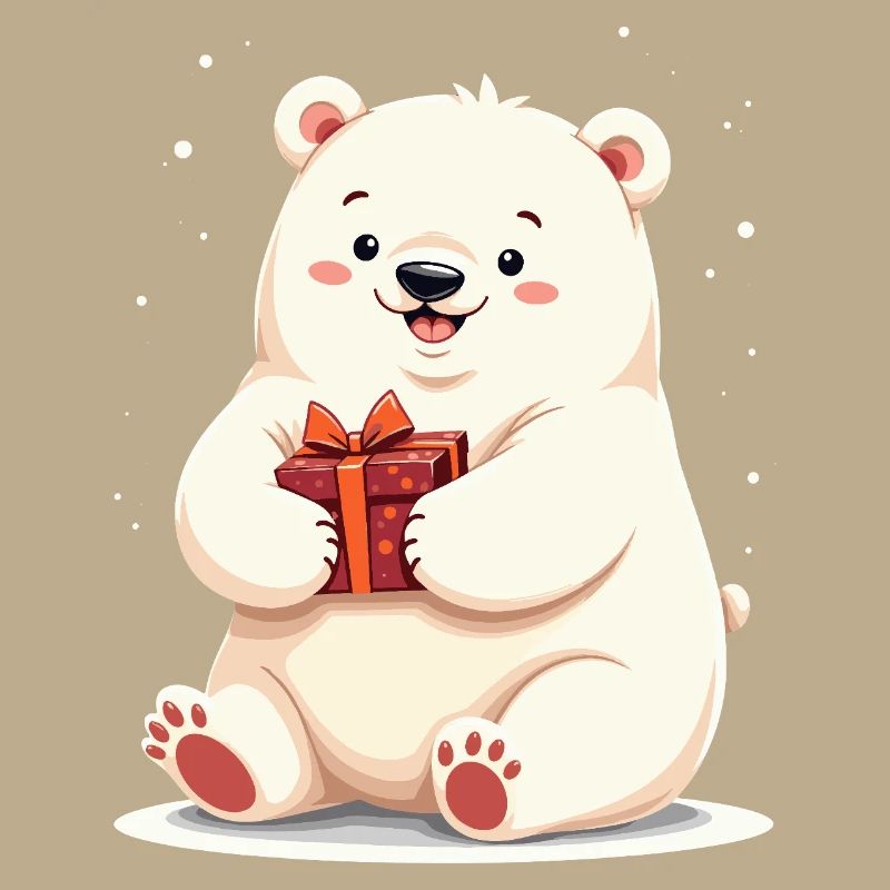 Niedlicher Eisbär mit Geschenkillustration