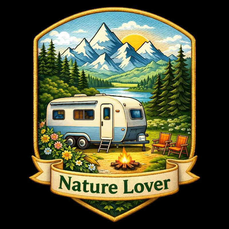 Camping in den Bergen Illustration
