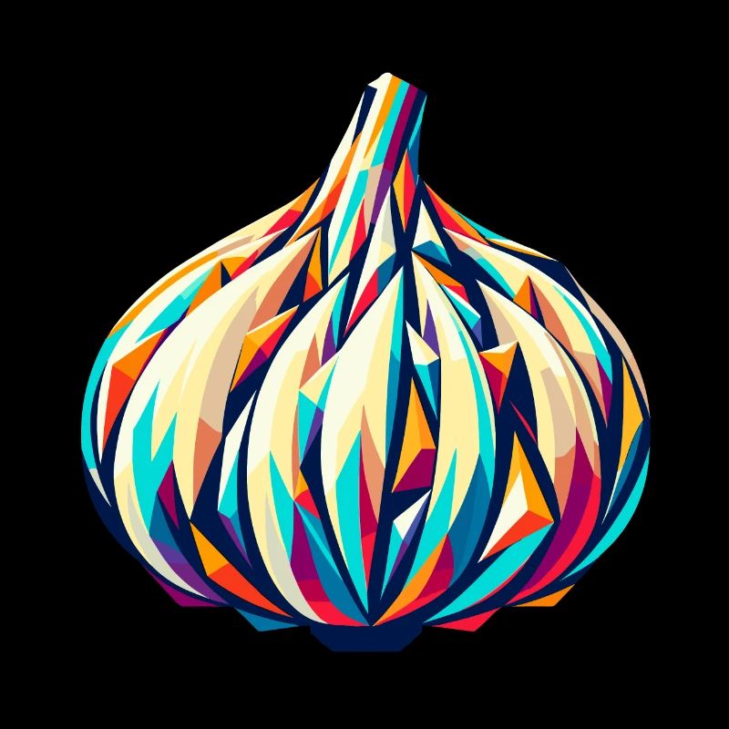 Farbenfroher geometrischer Knoblauch: Abstrakte Mosaikkunst