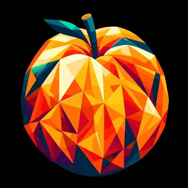 Abricot géométrique : Low-Poly Fruit Art