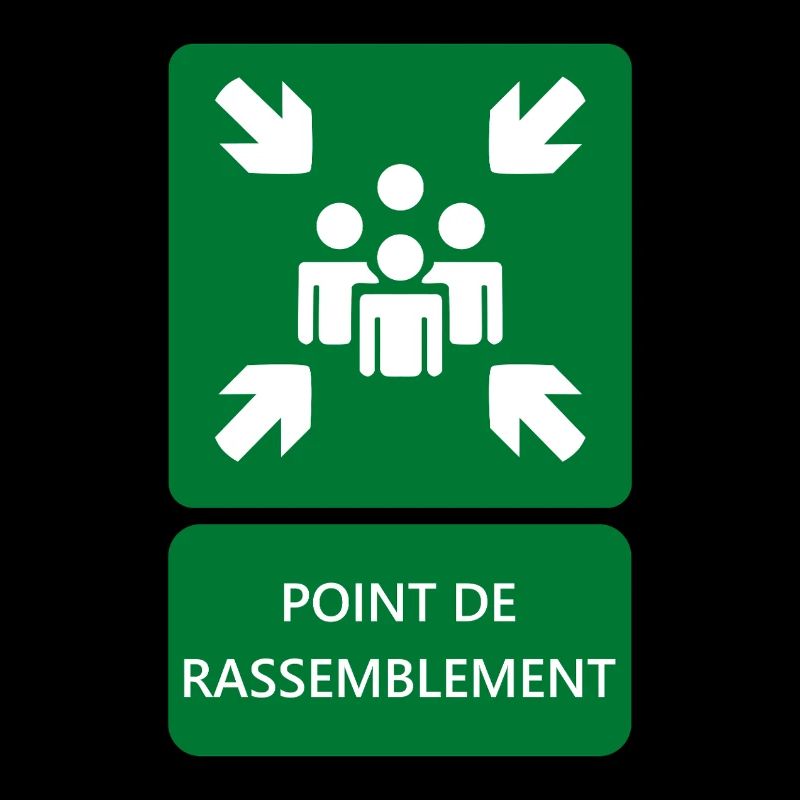 panneau point de rassemblement, signalétique