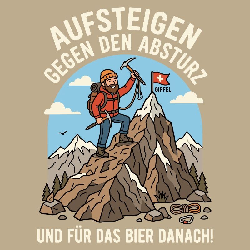 Bergsteiger gegen Abstieg Bier Danach