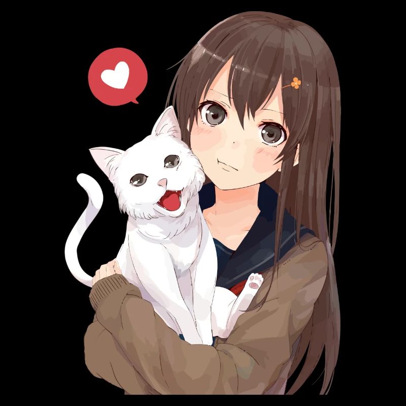 fille avec chat