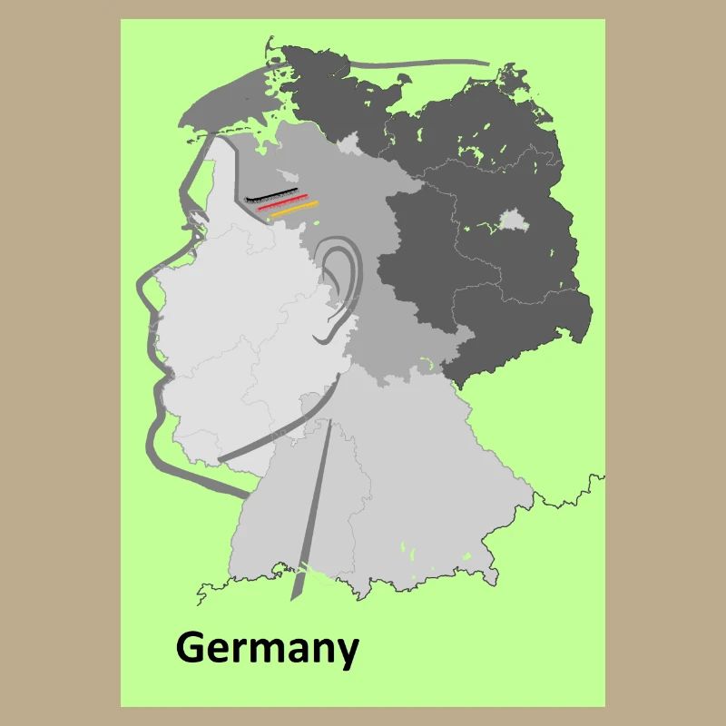 Map of Germany with gradient and flags