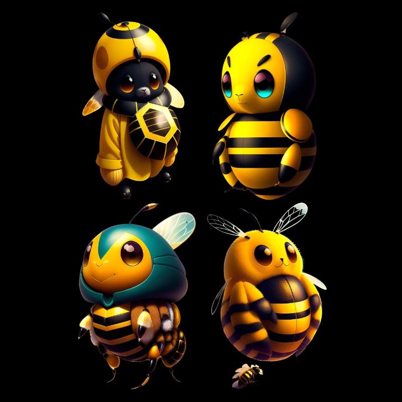 Abeilles heureuses kawaii