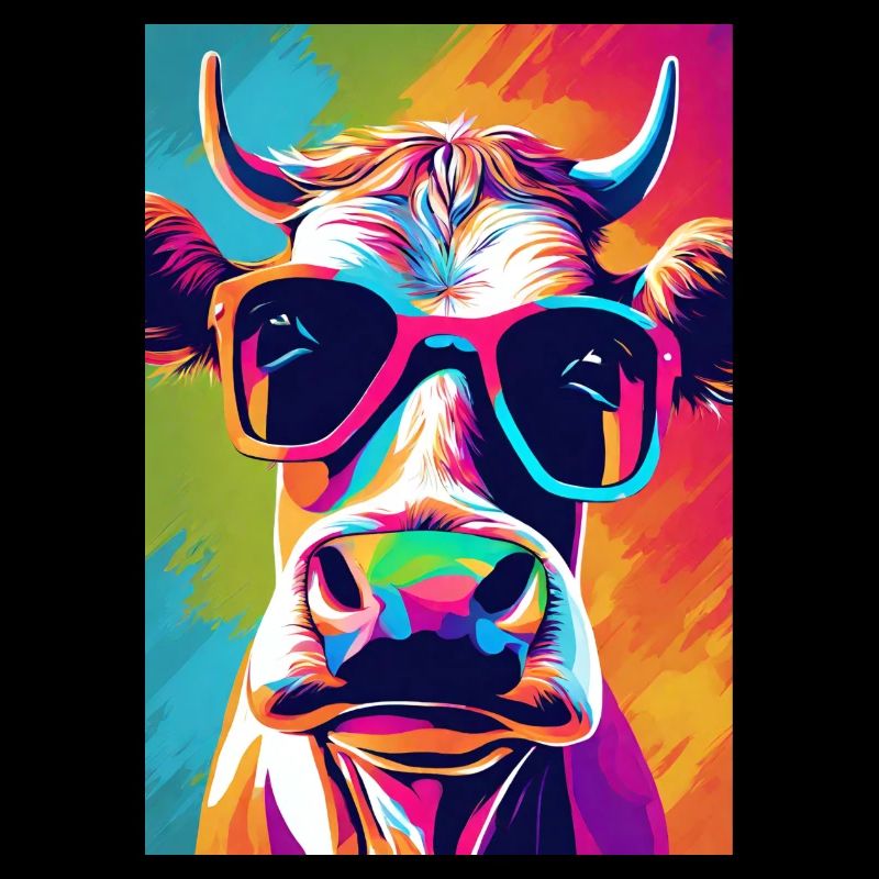 Vache colorée avec des lunettes