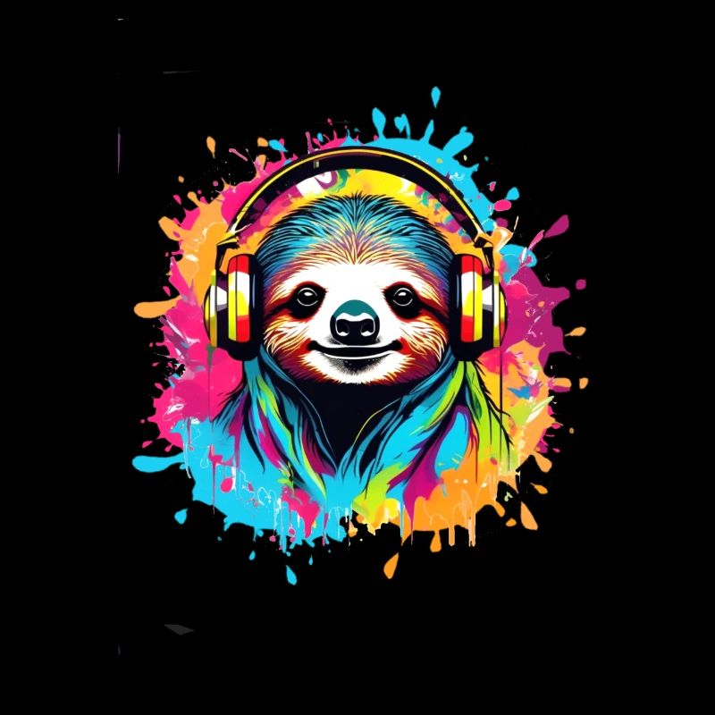 Faultier,bunt, Malerei,kopfhörer, Graffiti