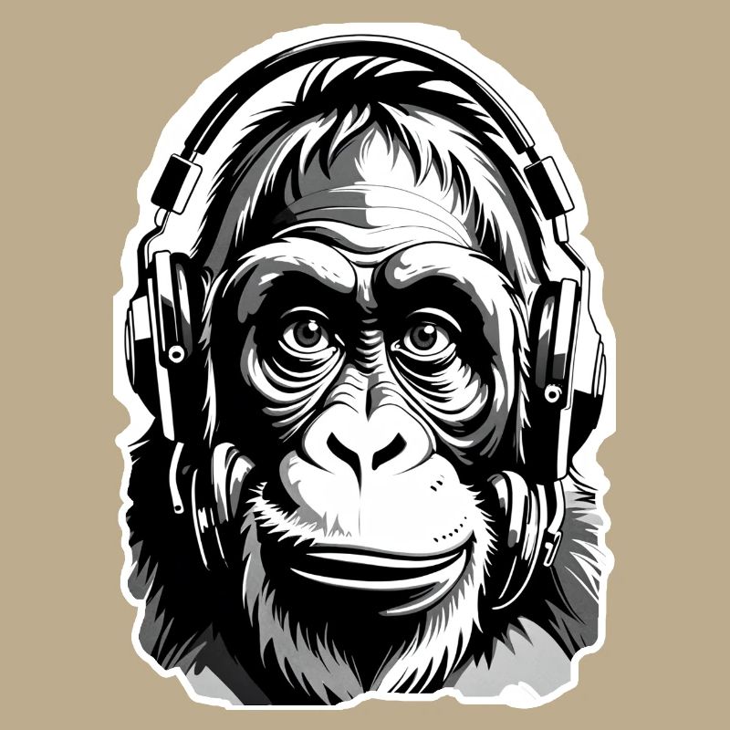 Musik Affe Gorilla mit Kopfhoerer als Geschenkidee