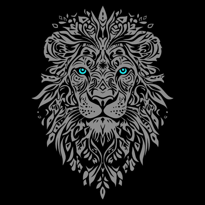 Silver Lion Face Blue Eyes