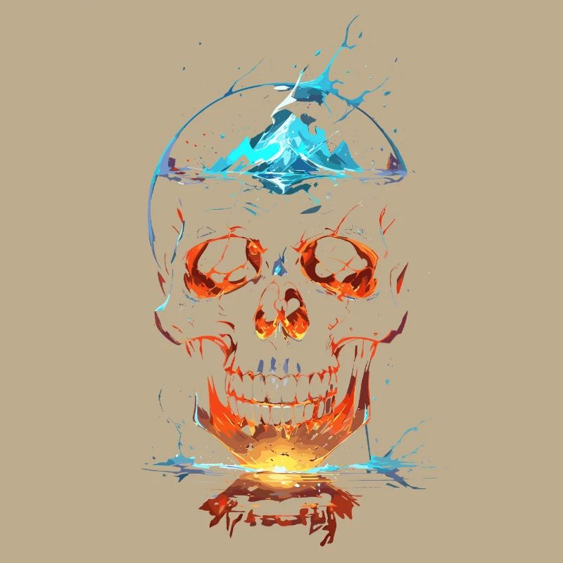 Leuchtender Feuer- und Eisschädel