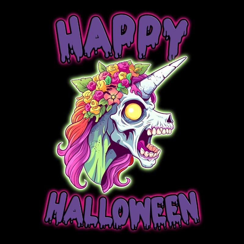 Strahlendes Halloween Zombiecorn Einhorn