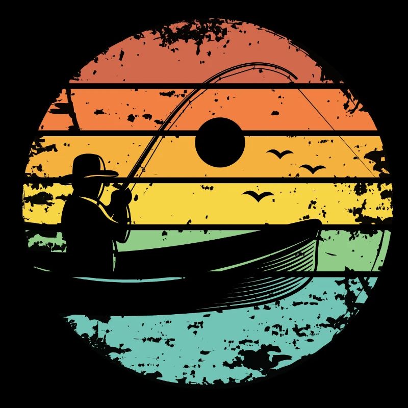 Pêche Pêcheur Bateau Rétro Coucher de soleil