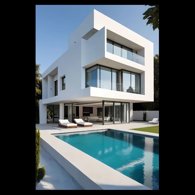 White villa with pool