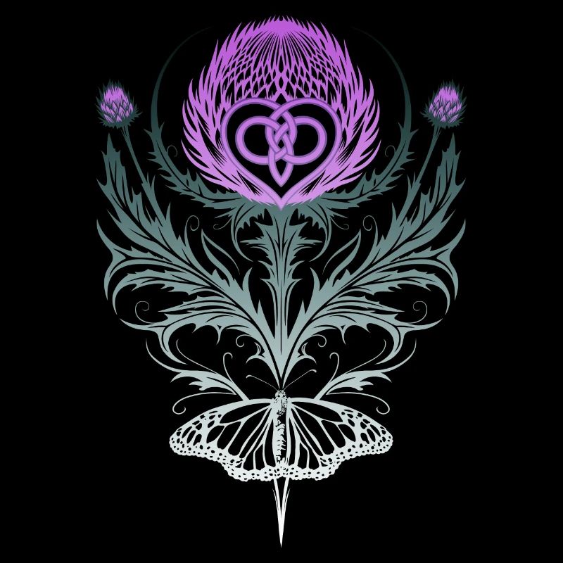 Thistle with butterfly mother knot