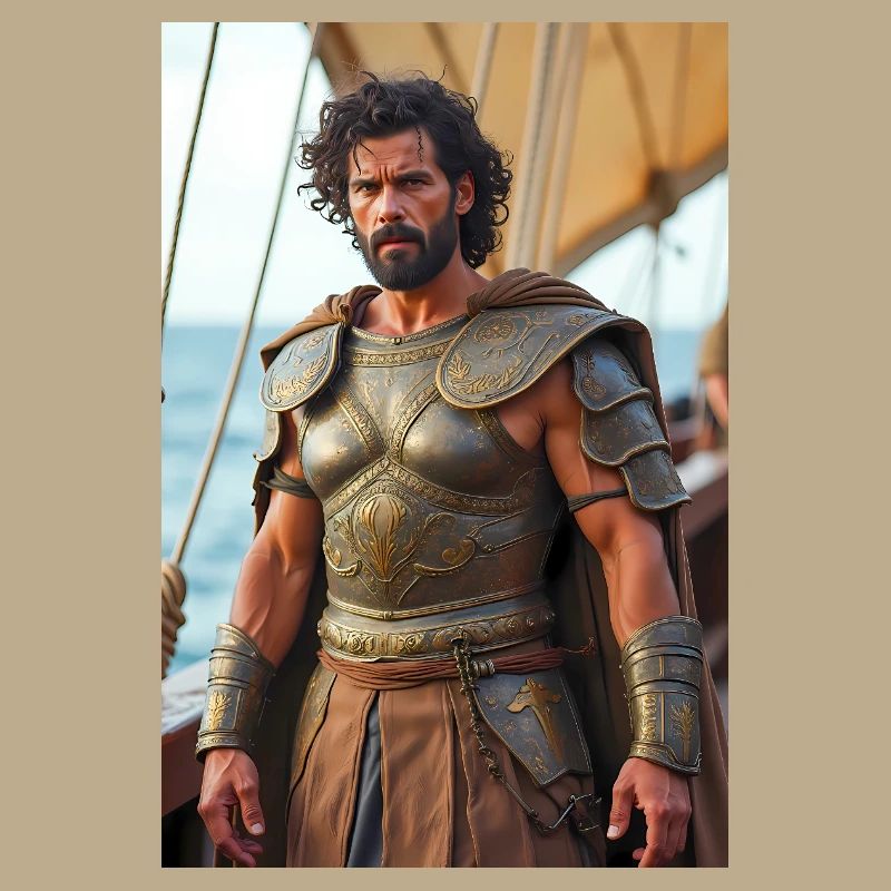Odysseus, starker Krieger am Bug des Schiffes, Mantelschnabel