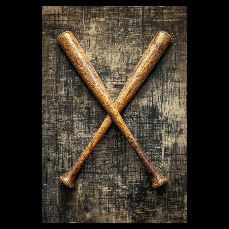 Aged Baseball Bats Crossed