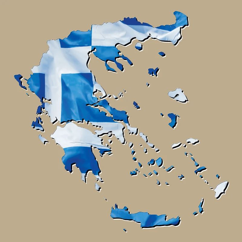 Greece flag in the Greece map