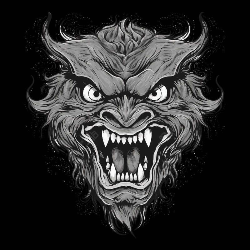 Wild werewolf with nasty teeth, sharp teeth