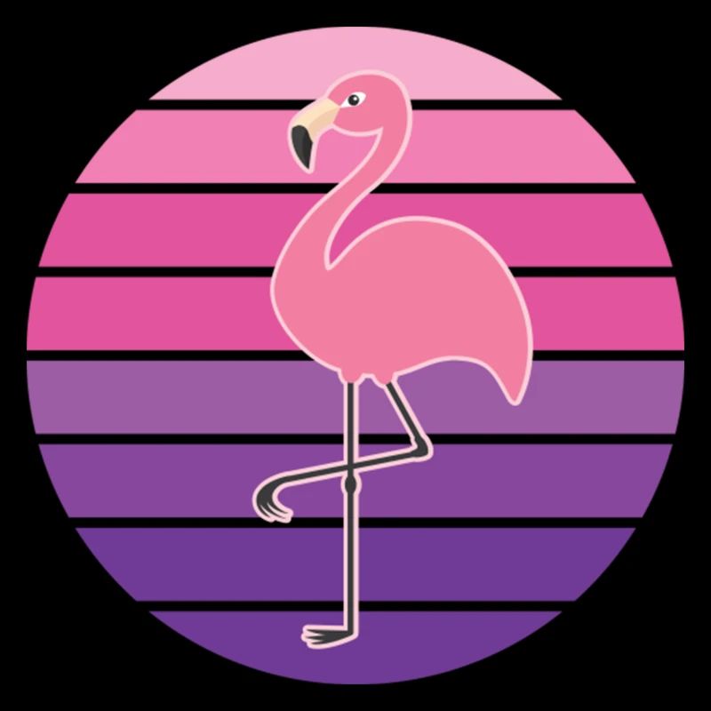 Flamingo Bird Retro Sunset