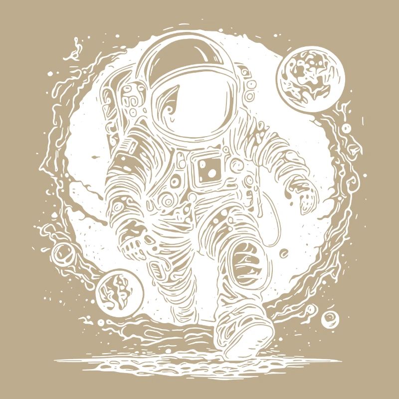 Outer Space Hole Astronaut with Exotic Planets