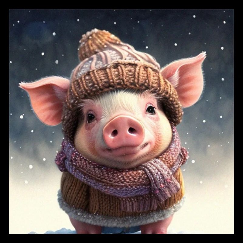 cute dressed up Winter Piglet