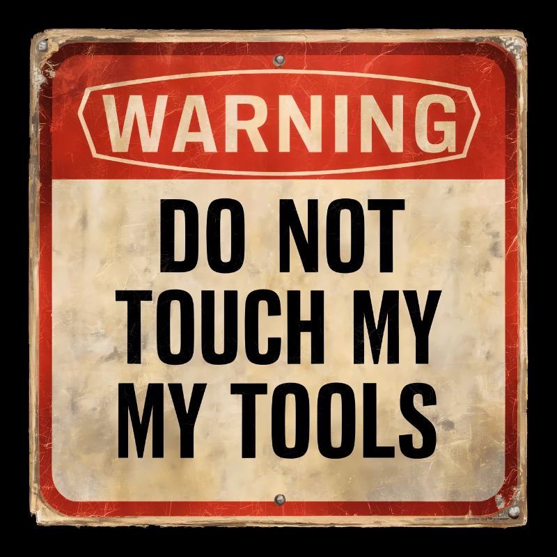 Warning Do Not Touch My Tools Lustiges Warnschild