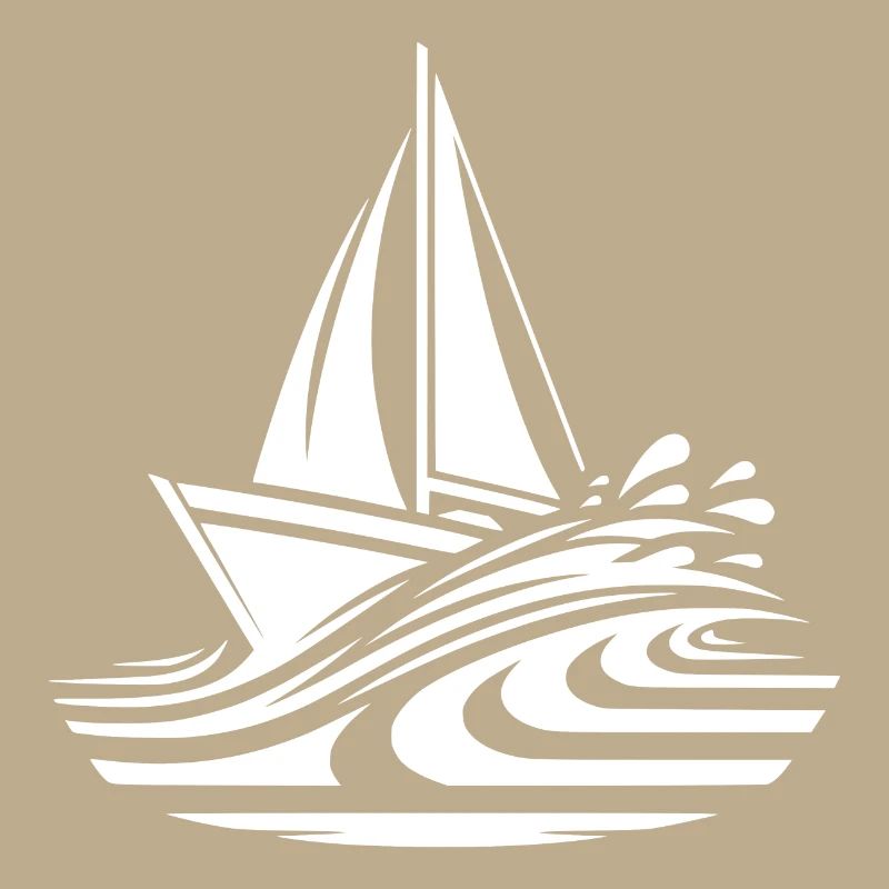 Fast sailboat on course in big waves