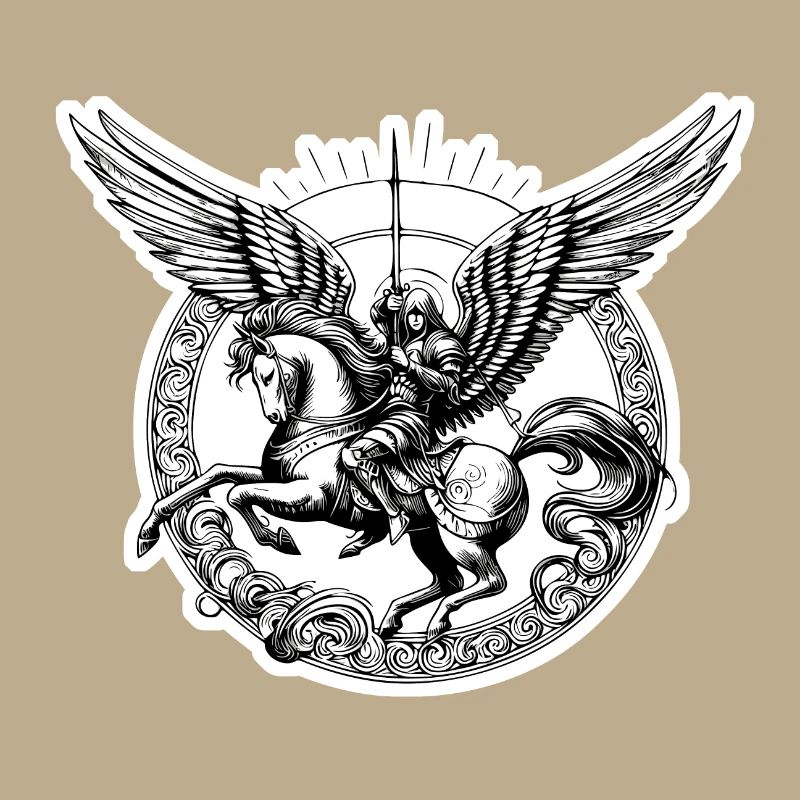 ein Engel, der mit einem Schwert bewaffnet ist
