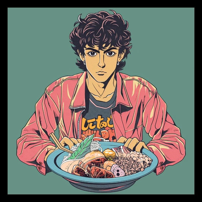 Années 80 Anime Guy Calmant Impression de mode de haute qualité