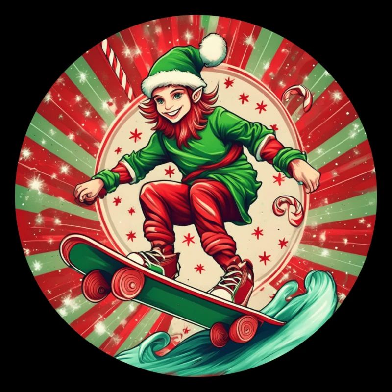 Christmas Elf Skateboarding