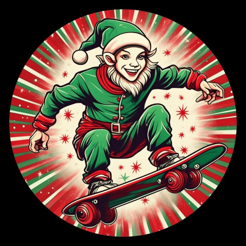 Christmas Elf Skateboarding