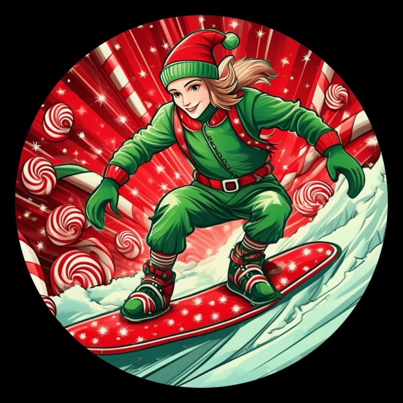 Christmas Elf Snowboarding