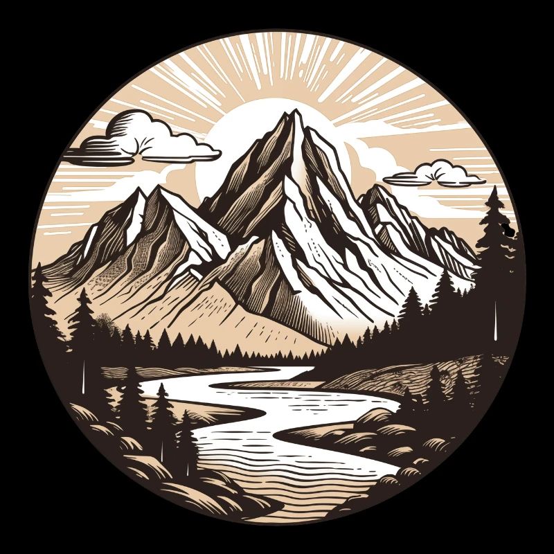 Badge de paysage de montagne