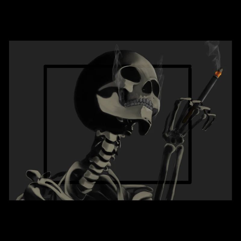 Skeleton smokes cigarettes