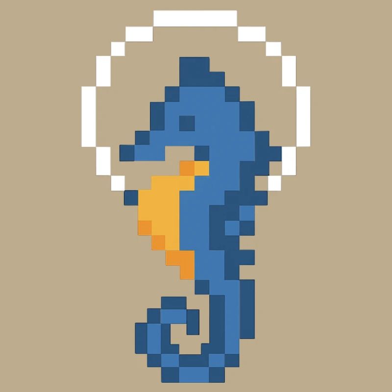 Seepferdchen Pixel Blau