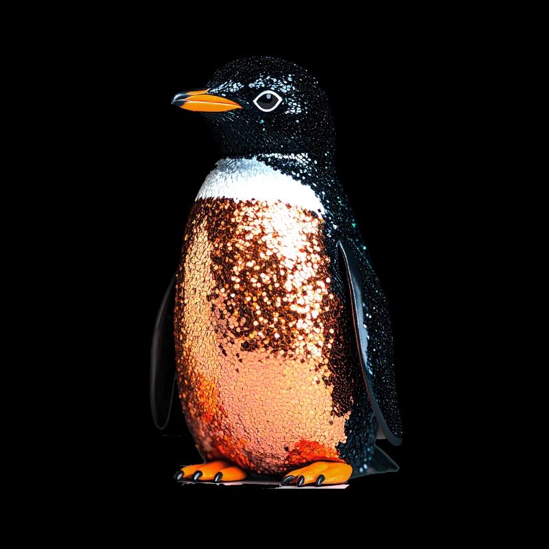 Penguin,Sequins,Glitter,Gold,Black