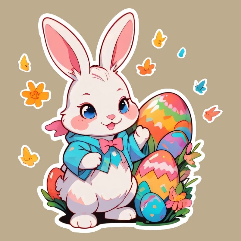 Easter Bunny with Multiple Eggs