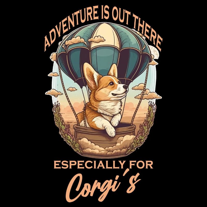 Chien aventurier en montgolfière