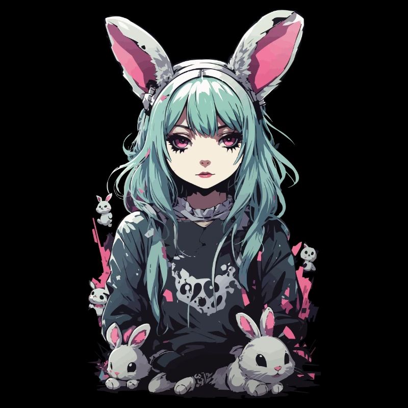 Anime Bunny Gothic e-Girl Vintage Design