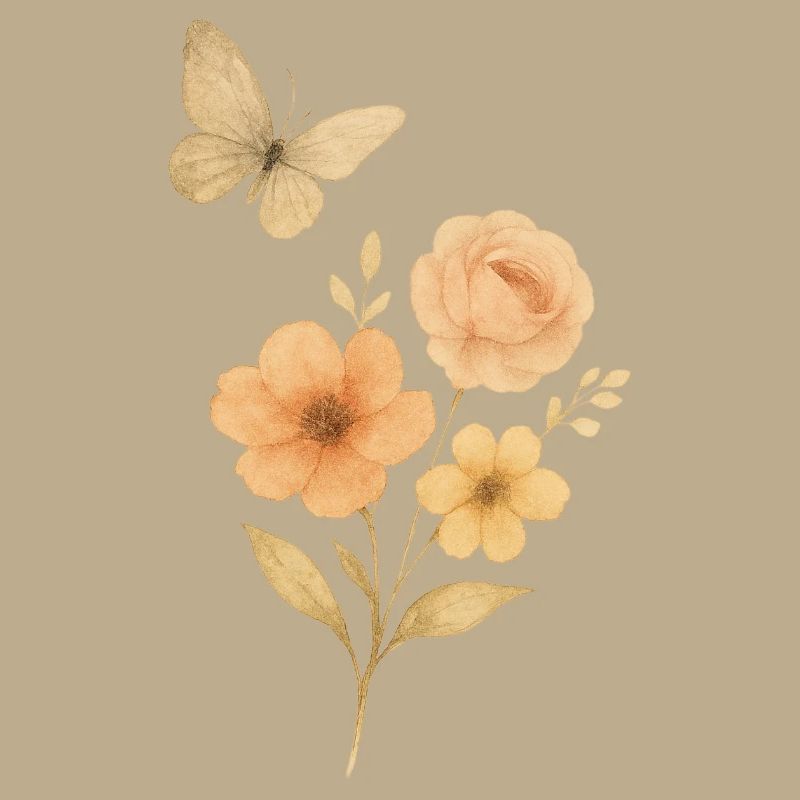 Fleurs pastel avec papillon