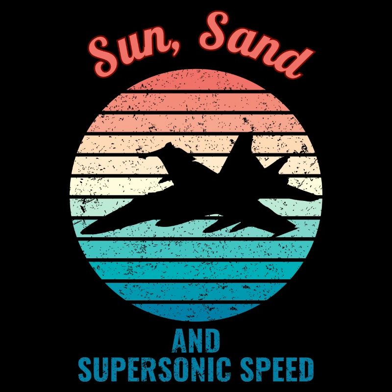 Fighter Jet On A Retro Sunset