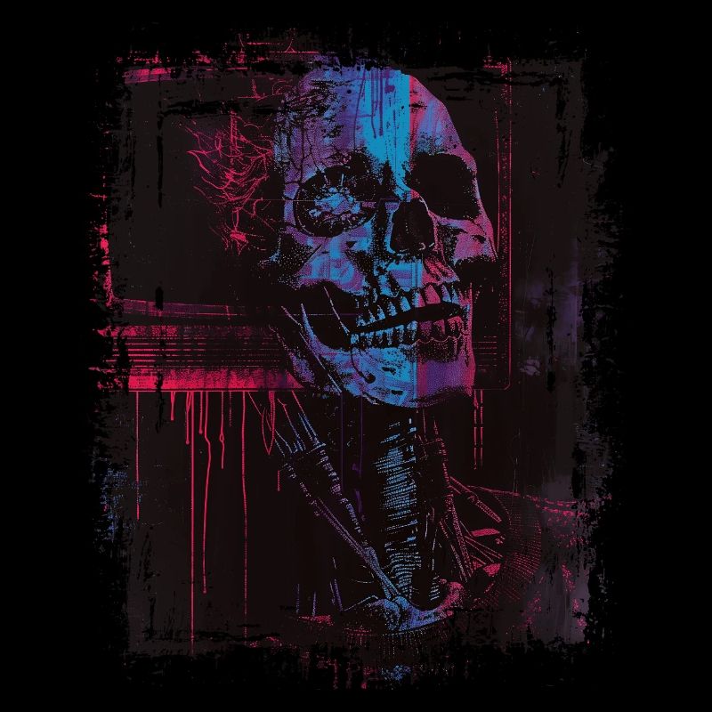 Skull Digital Horror Glitchcore Grunge Weirdcore
