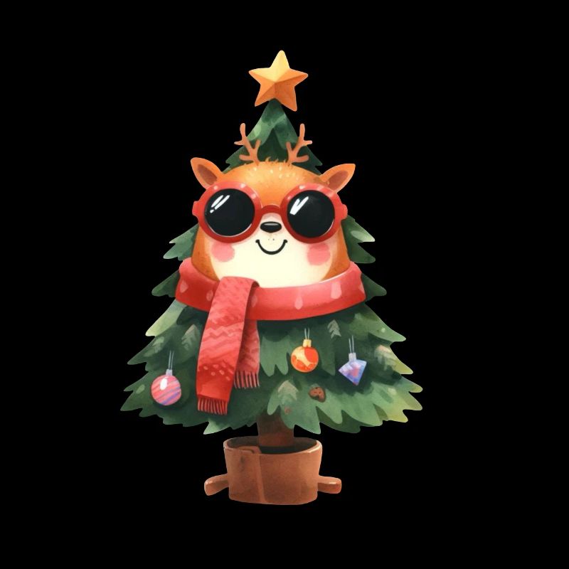 Renne cool dans le sapin de Noël avec écharpe
