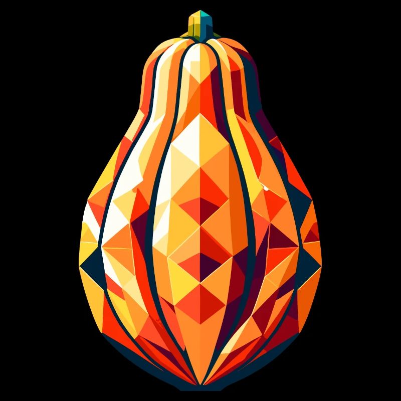 Polygonal Papaya Essence: Tropical Artwork