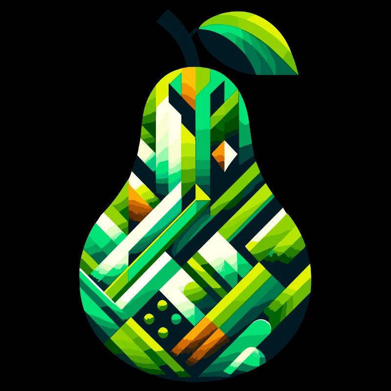 Abstract Pear Geometry: Lush Green Design