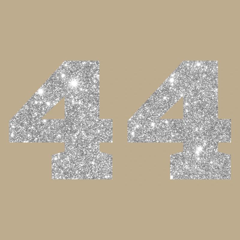 Number 44 Silver Glitter - 44th Anniversary